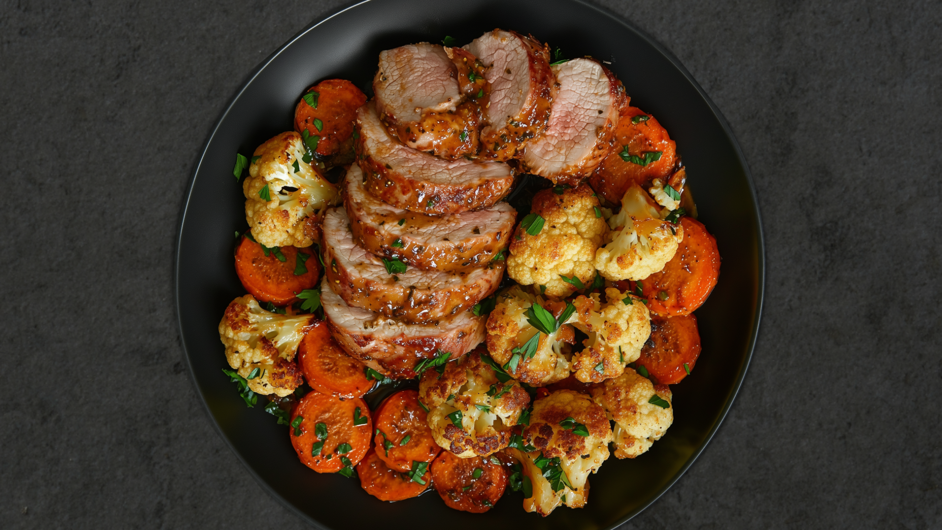 Photo of Mustard Pork Tenderloin with Roasted Cauliflower & Carrots 