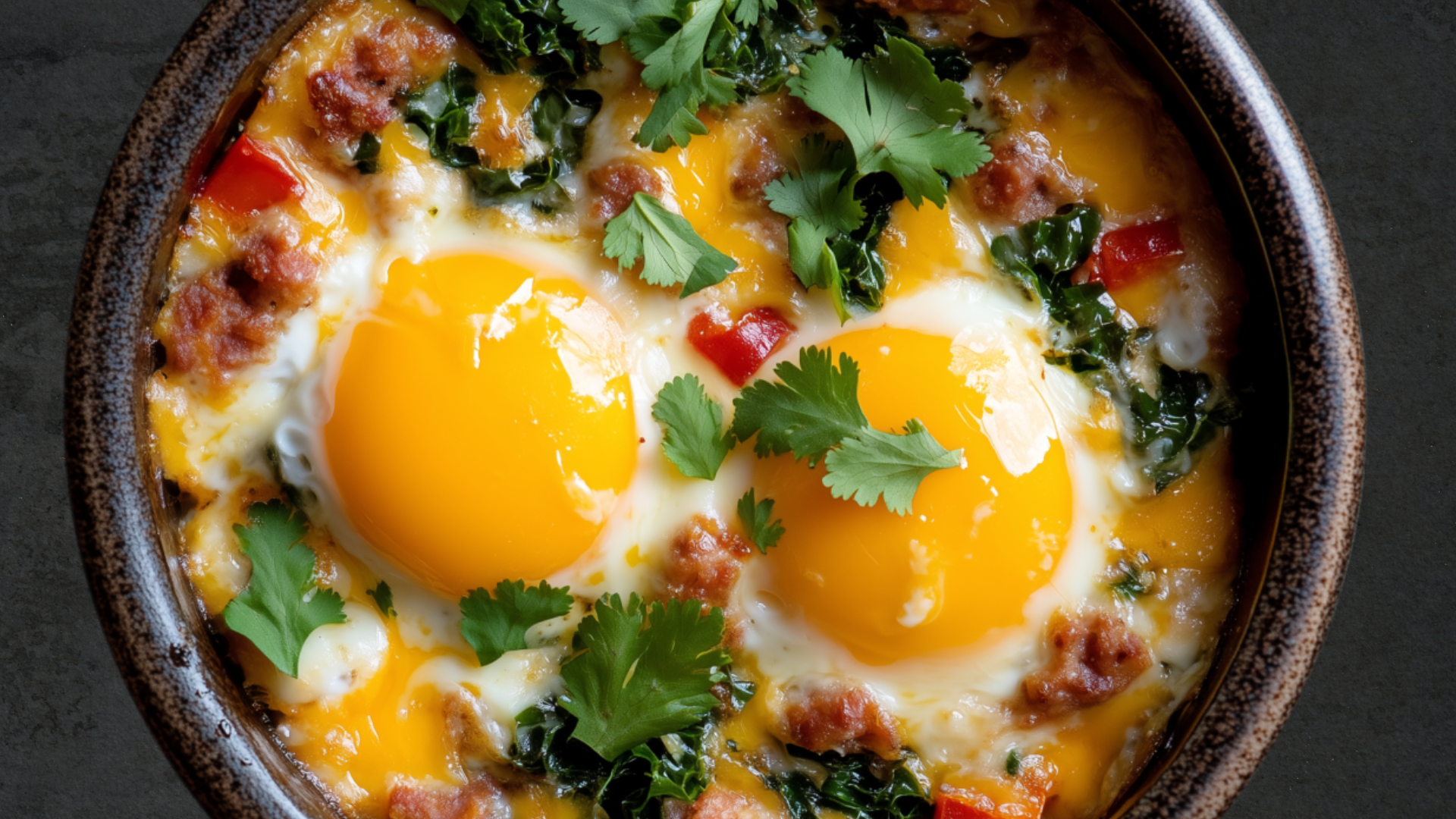 Photo of Baked Eggs with Chorizo, Kale & Bell Peppers