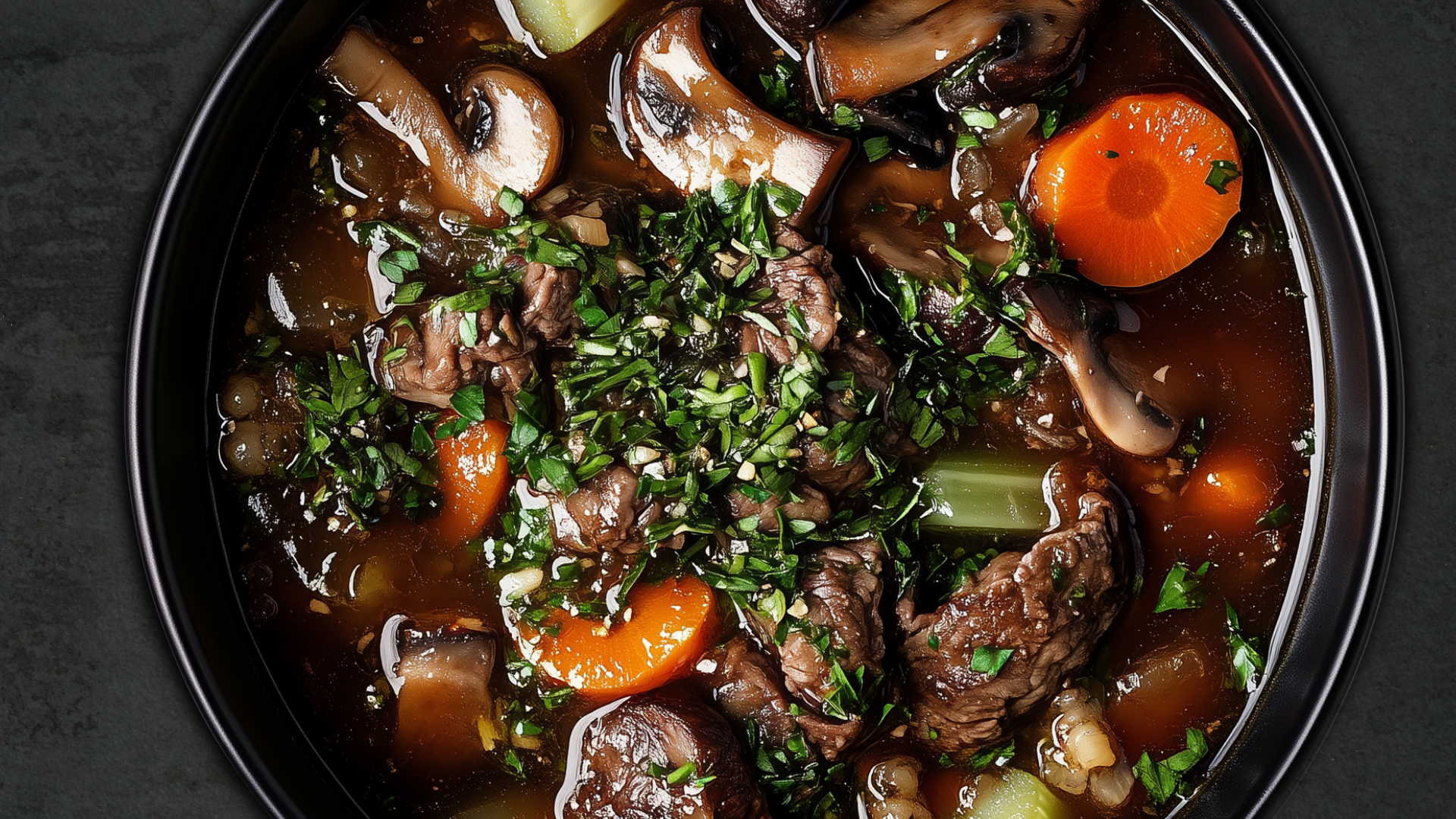 Photo of Beef, Mushroom & Rosemary Stew with Red Wine