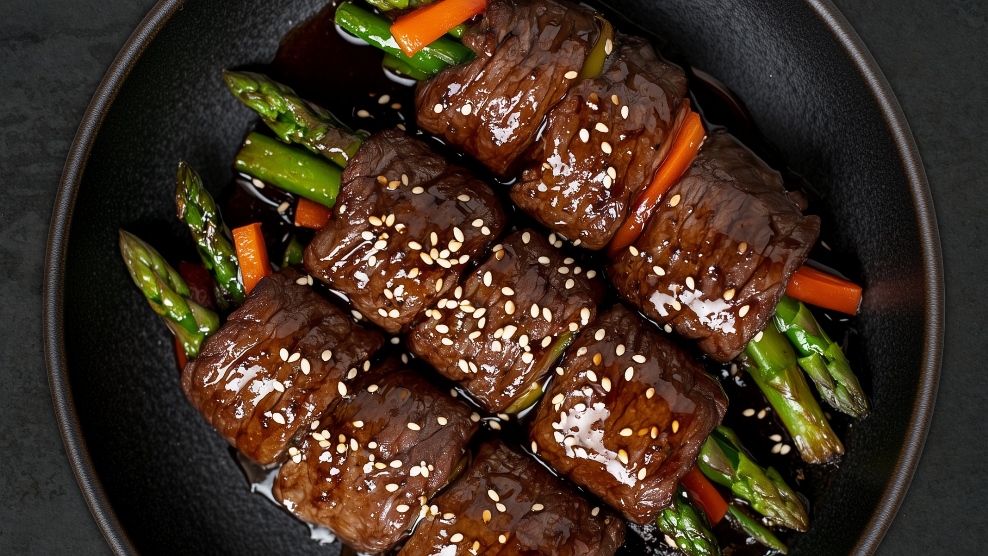 Photo of Teriyaki Beef & Asparagus Rolls with Sesame Seeds