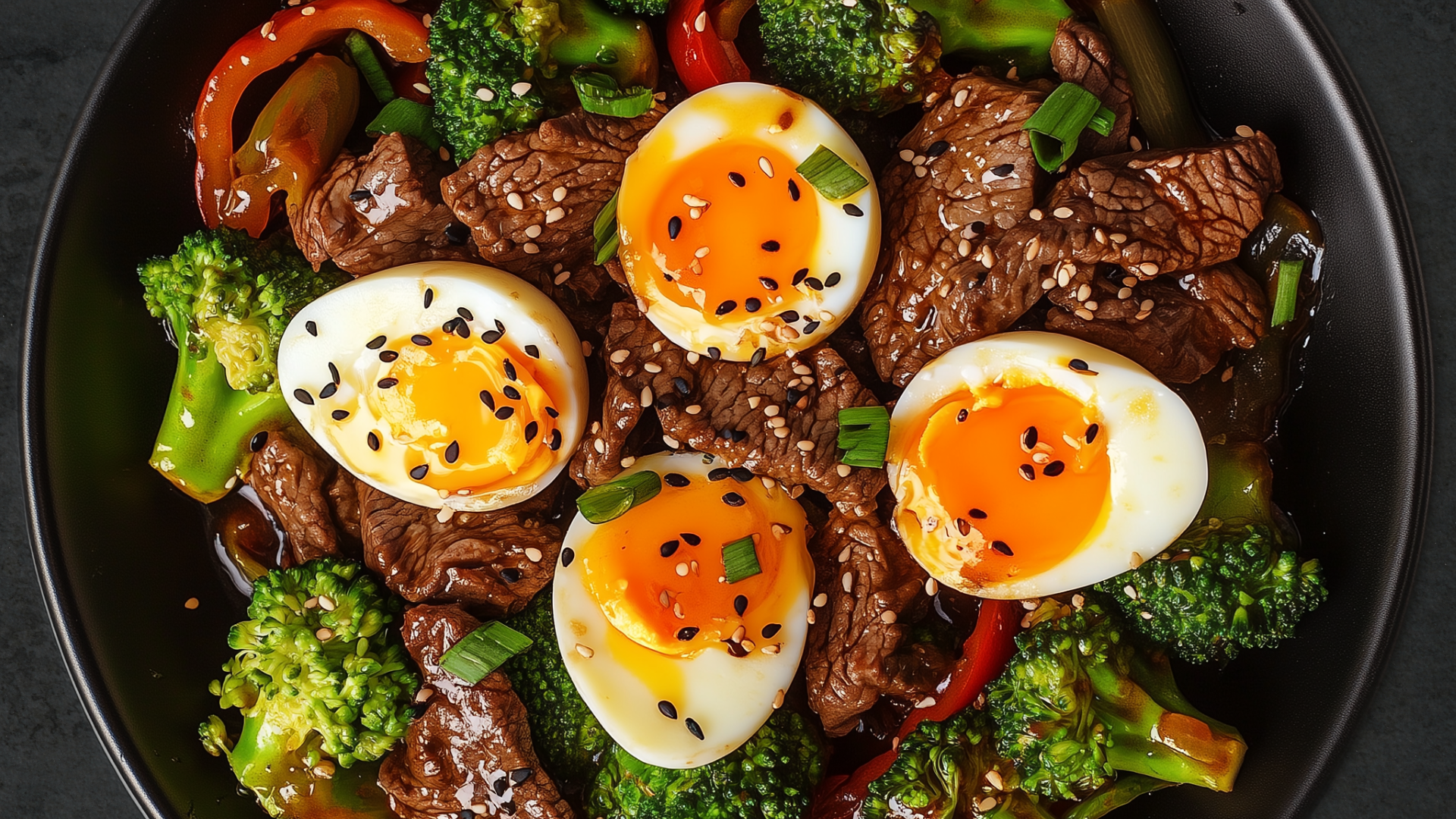 Photo of Soy-Marinated Eggs with Beef & Broccoli 