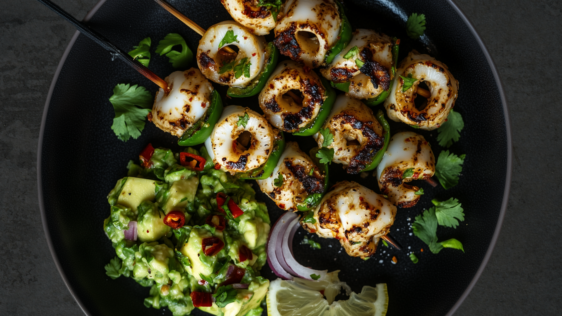 Photo of Squid Skewers with Avocado Salsa