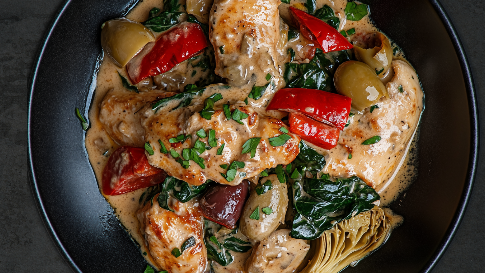 Photo of Chicken with Roasted Red Peppers, Artichokes & Green Olives