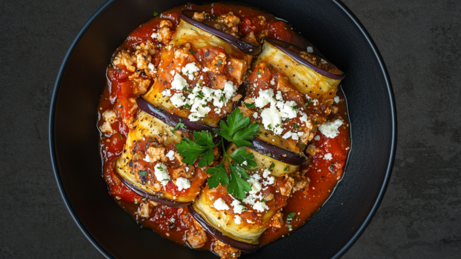 Photo of Eggplant & Turkey Spirals with Roasted Peppers