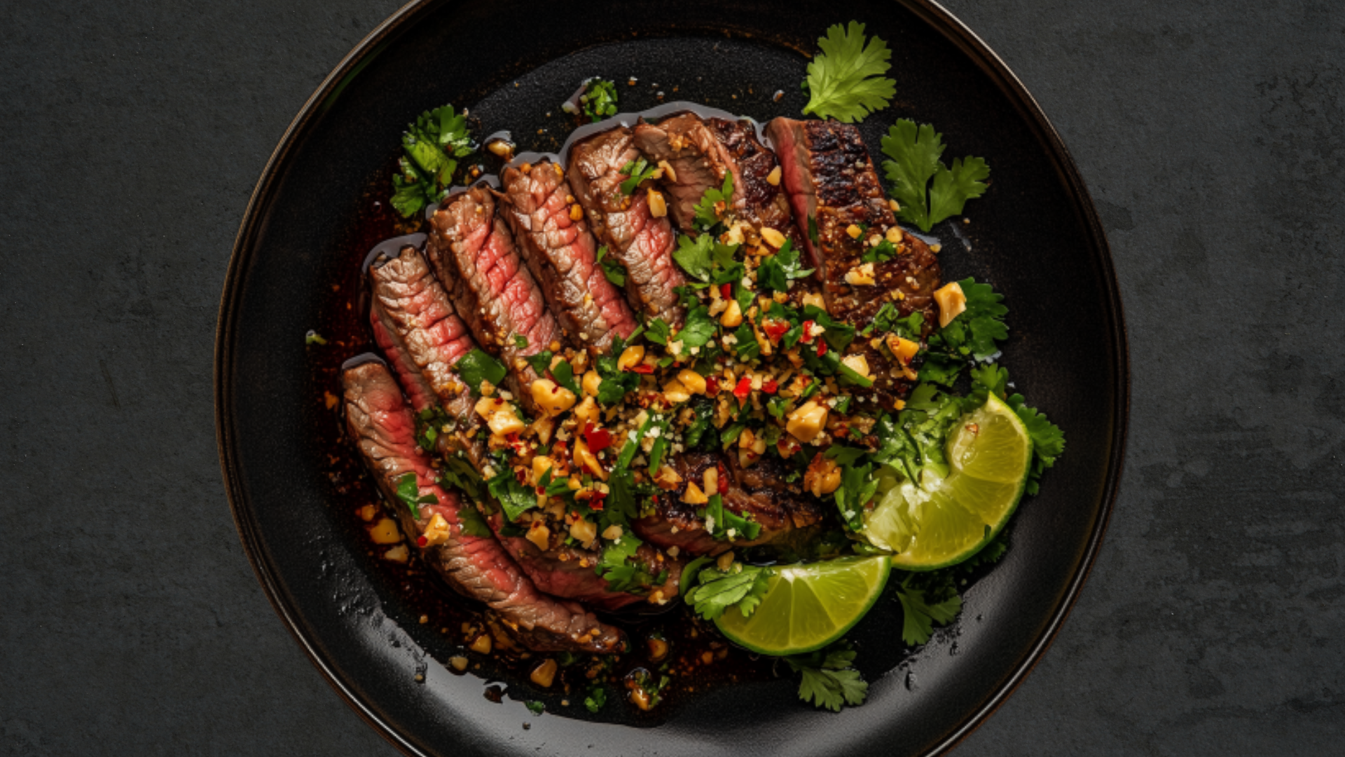 Photo of Spicy Thai Steak with Lime-Peanut Topping 