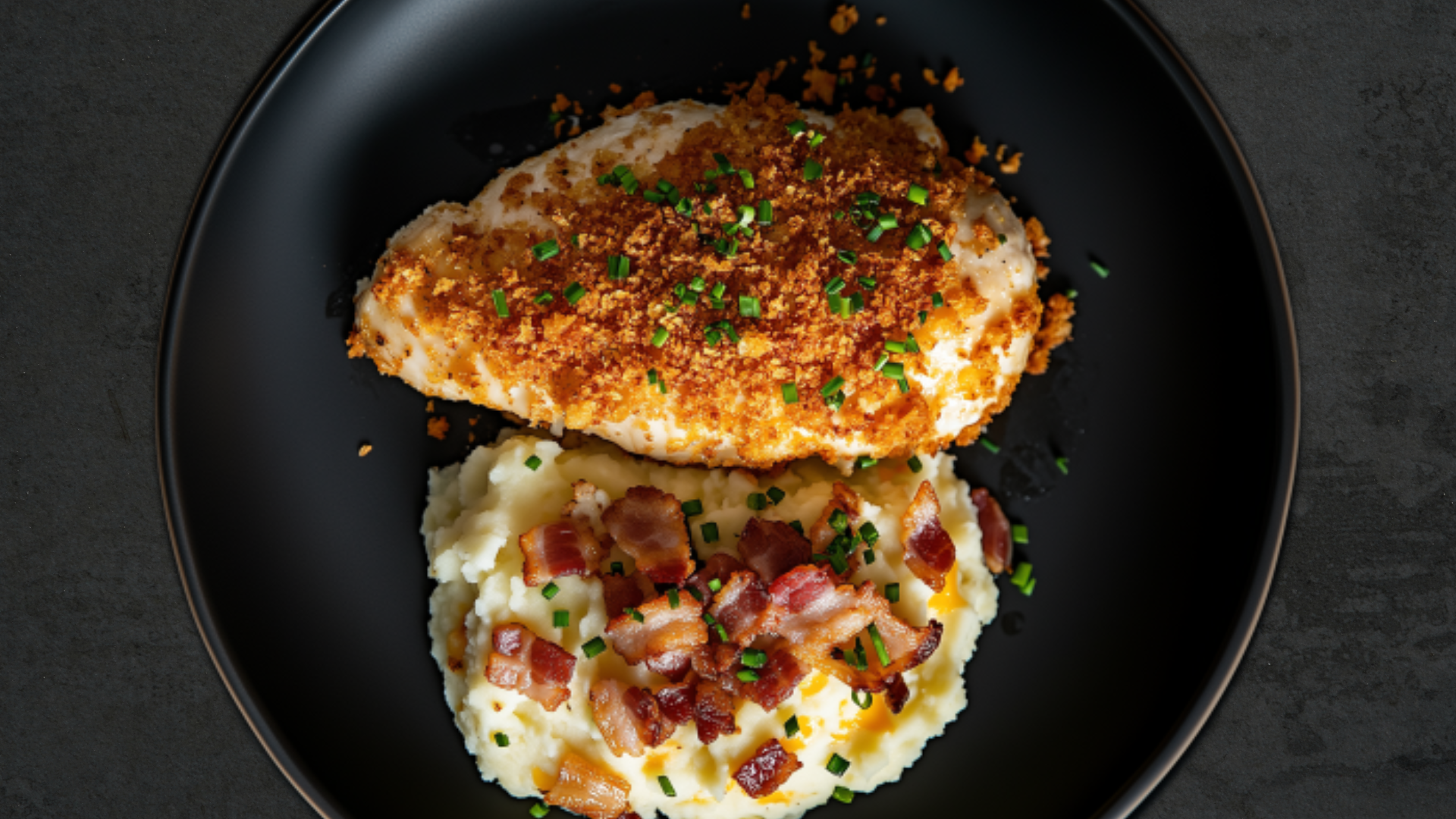 Photo of Crunchy Cheddar Chicken with Bacon Mash 