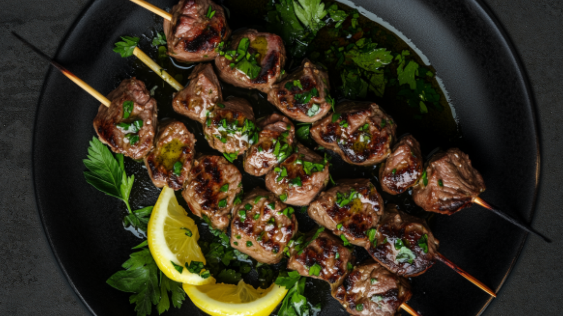 Photo of Lamb Skewers with Herb Olive Oil Dressing