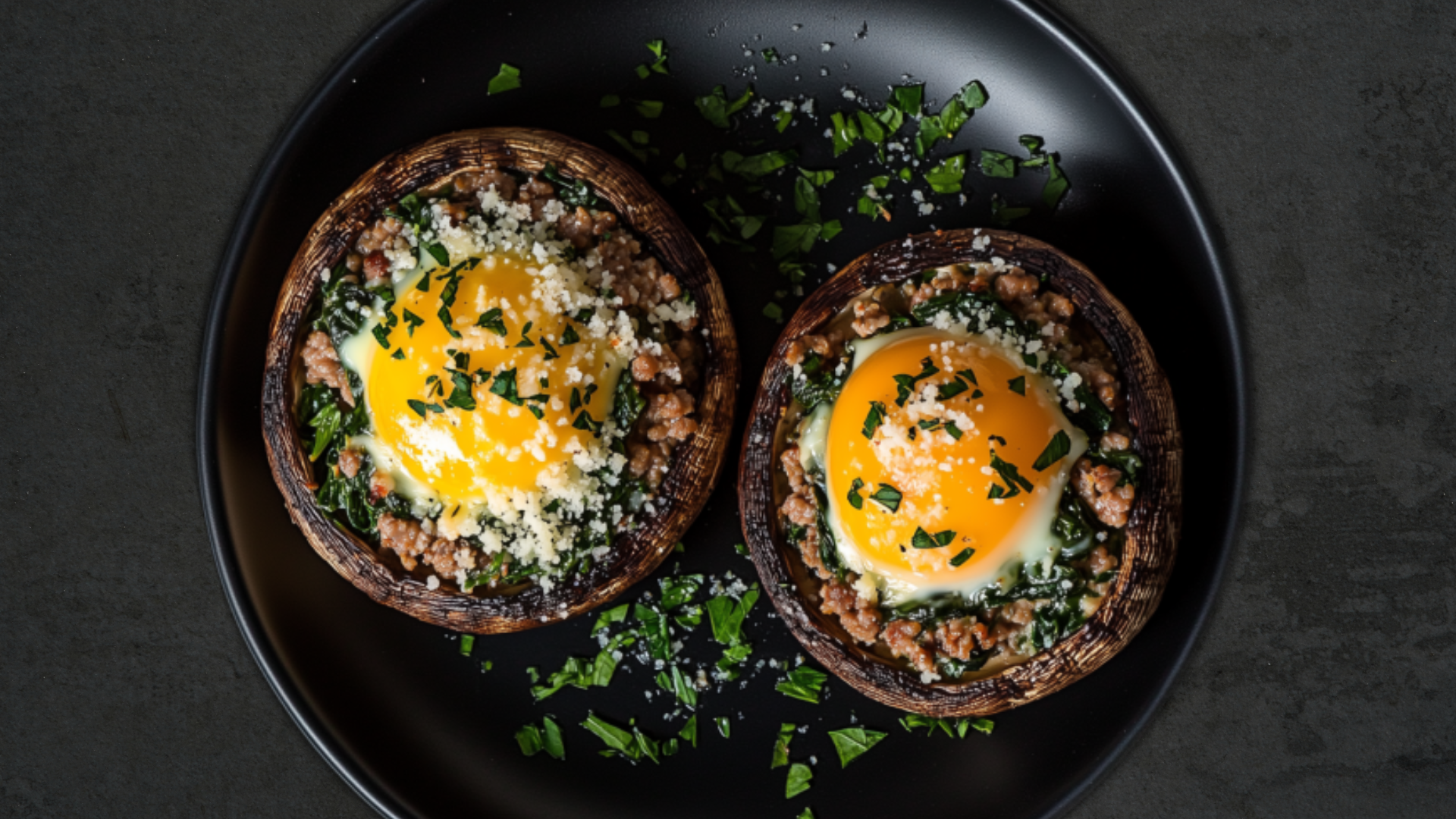 Photo of Cheesy Spinach & Turkey-Stuffed Portobello Mushrooms