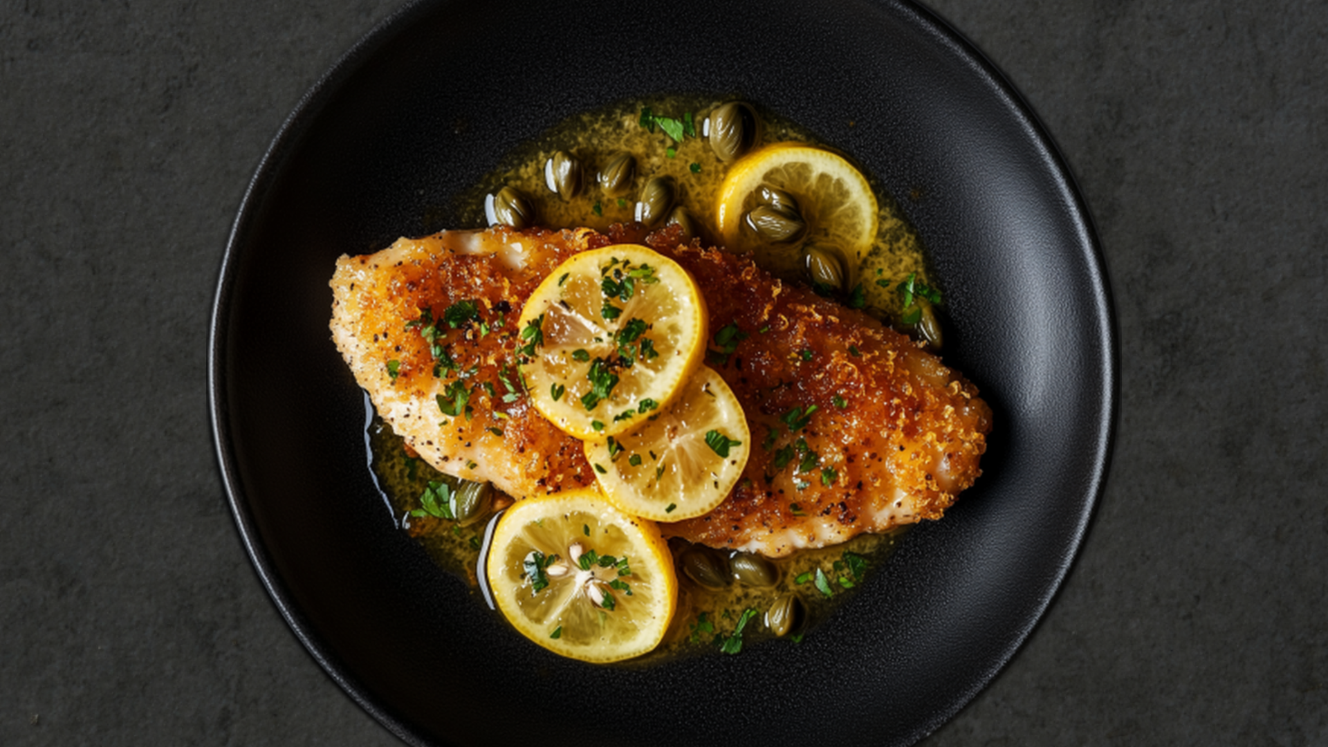 Photo of Fish Piccata with Pork Rind Crust 