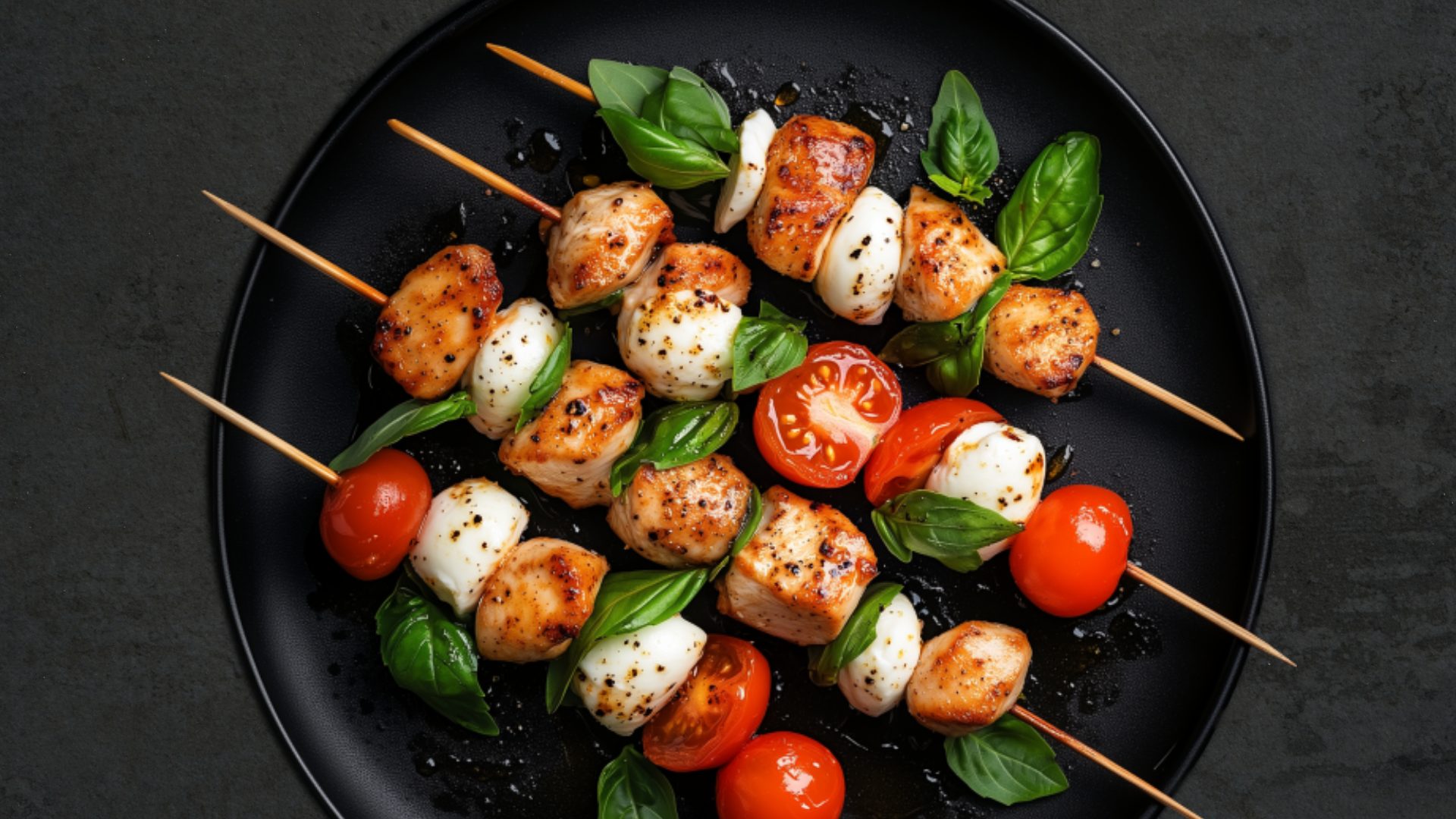 Photo of Mozzarella Tomato Basil Balsamic Chicken Skewers 