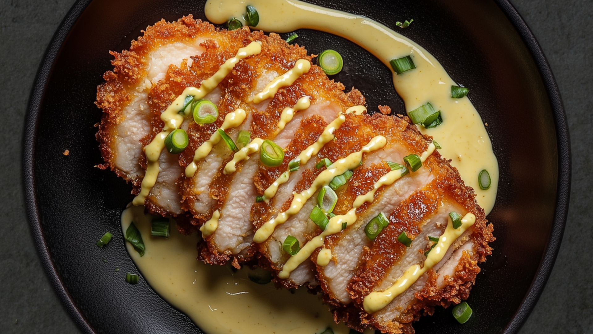 Photo of Pork Rind-Crusted Pork Cutlet with Creamy Mustard Sauce