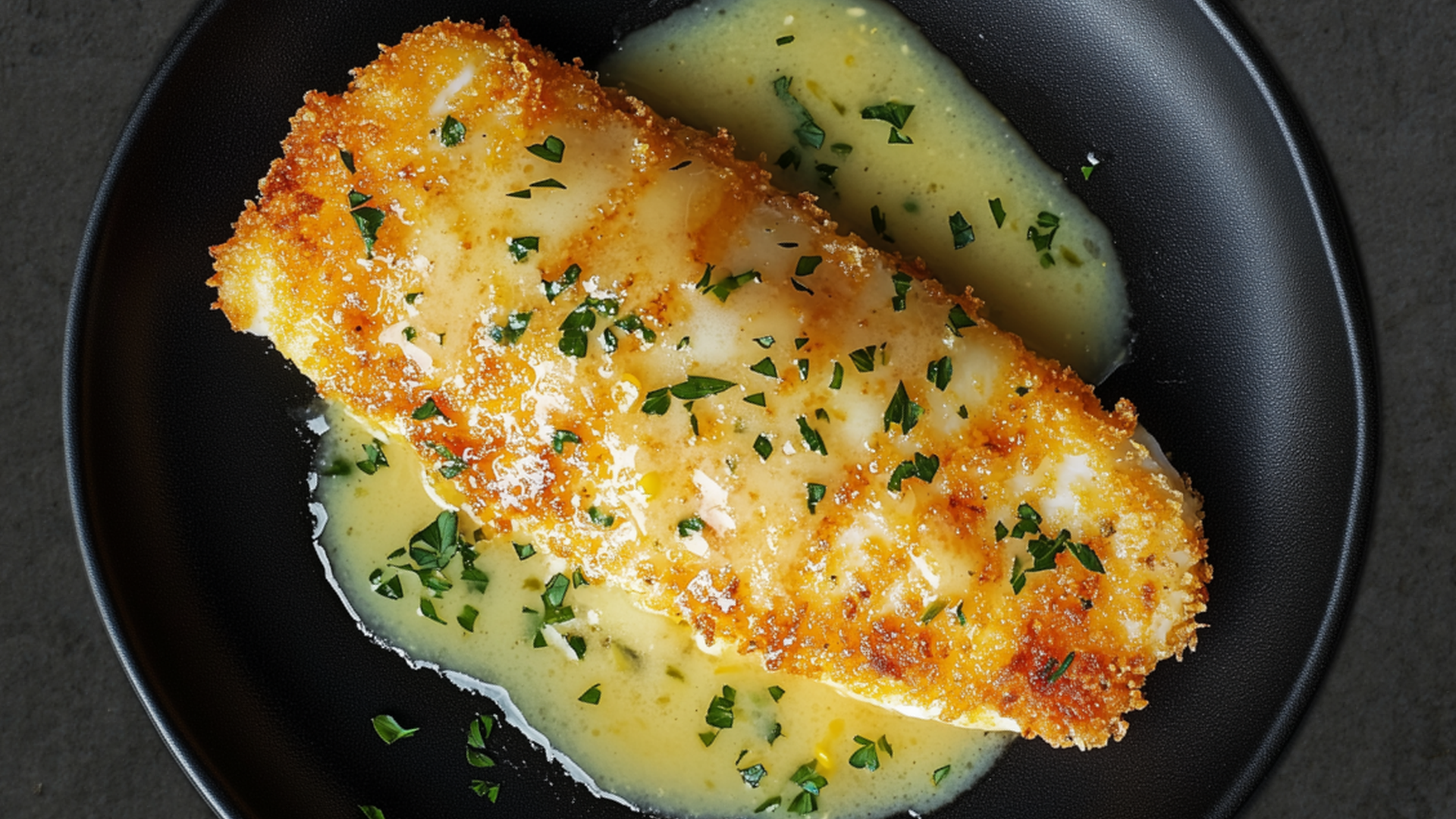 Photo of Oven-Fried Fish with Lemon Butter Sauce