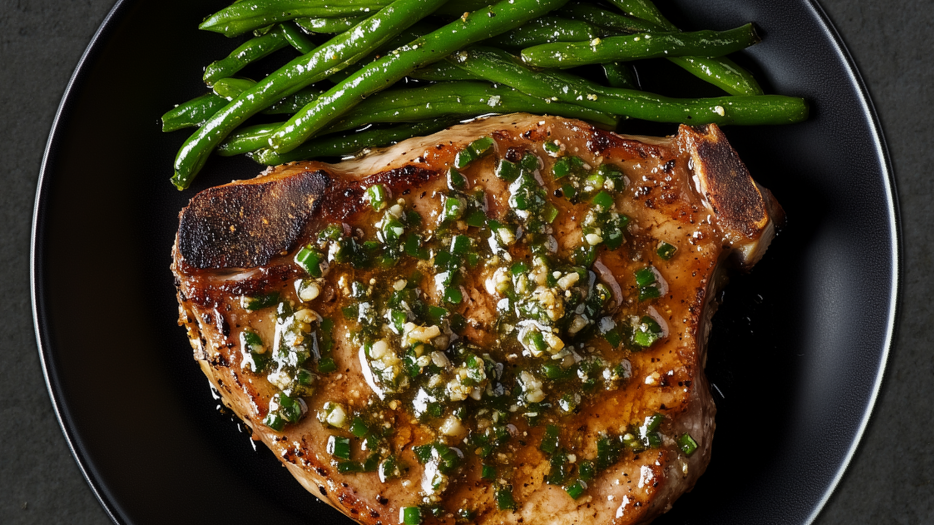 Photo of Pan-Seared Pork with Garlic Butter Sauce & Green Beans 