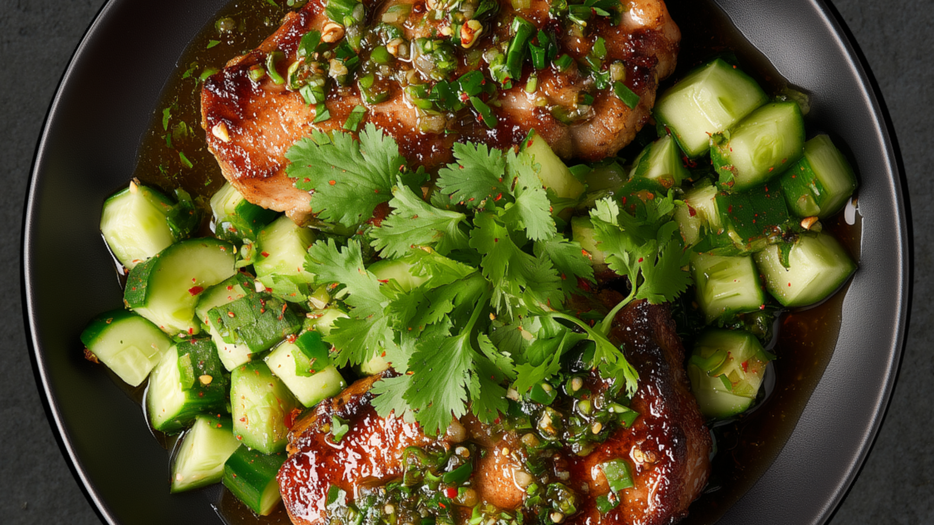 Photo of Soy-Sauce Pork Cutlets with Smashed Cucumber Salad