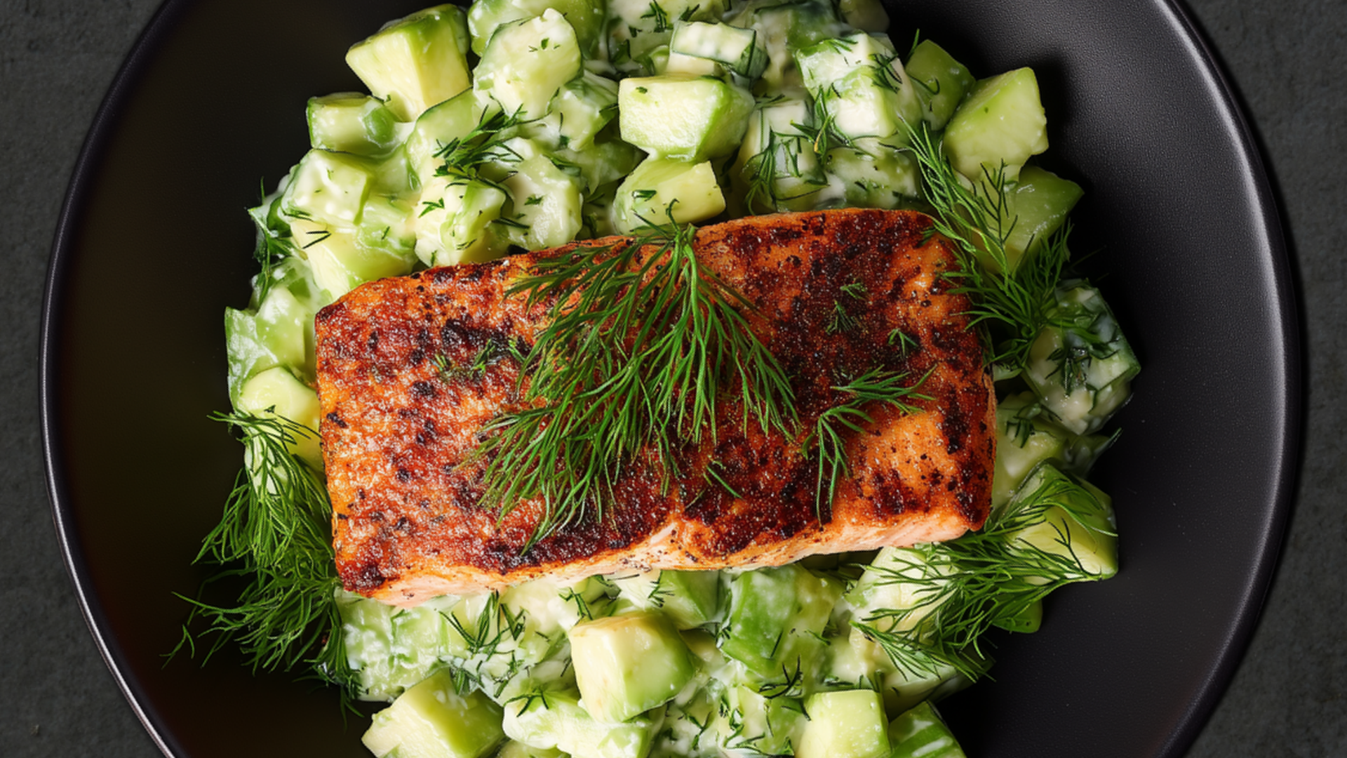 Photo of Blackened Salmon with Creamy Avocado Cucumber Salad