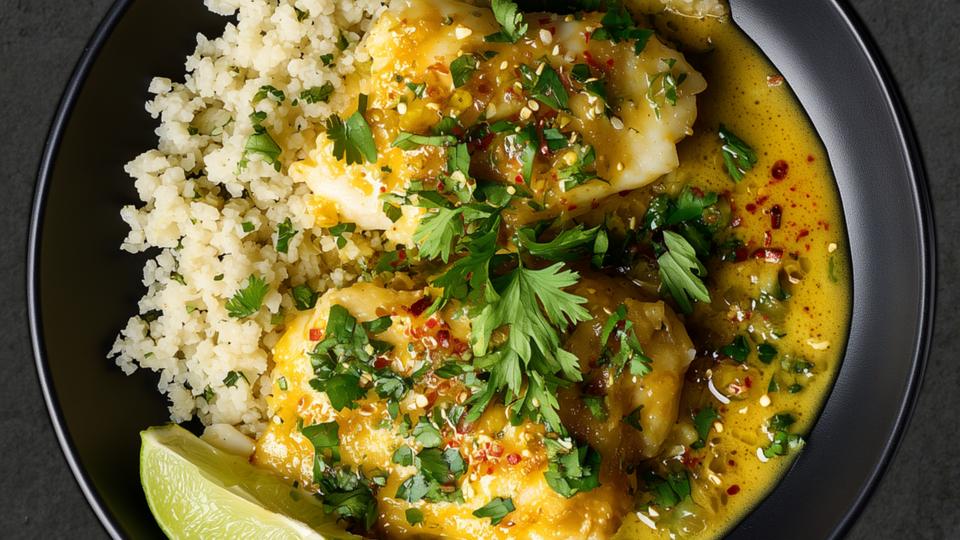 Photo of Cod Coconut Curry with Fresh Herbs & Lime Drizzle 