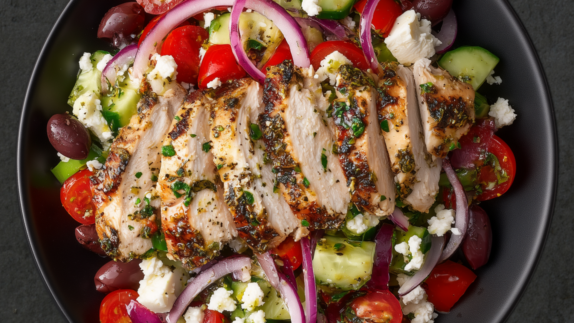 Photo of Chicken Greek Salad with Lemon-Herb Dressing