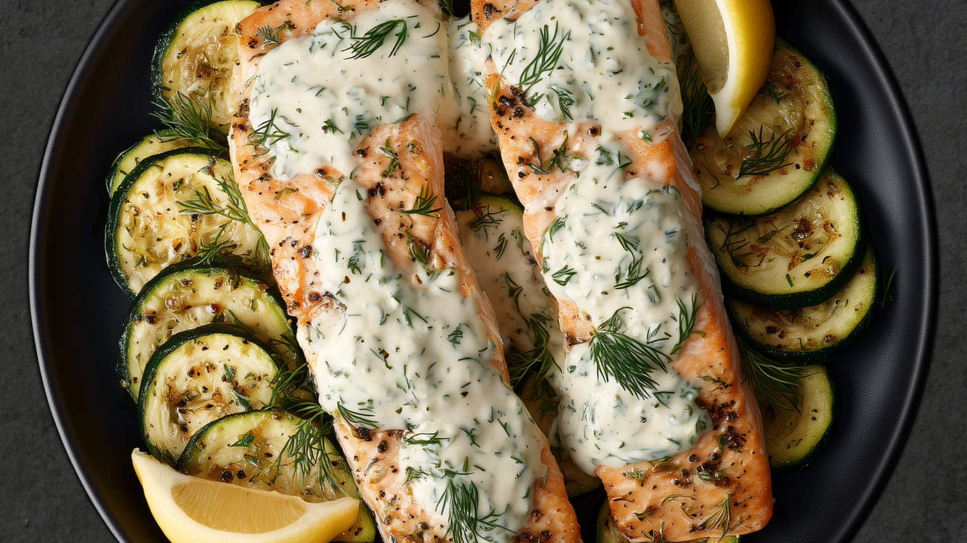 Photo of Baked Salmon with Dill Cream & Zucchini 