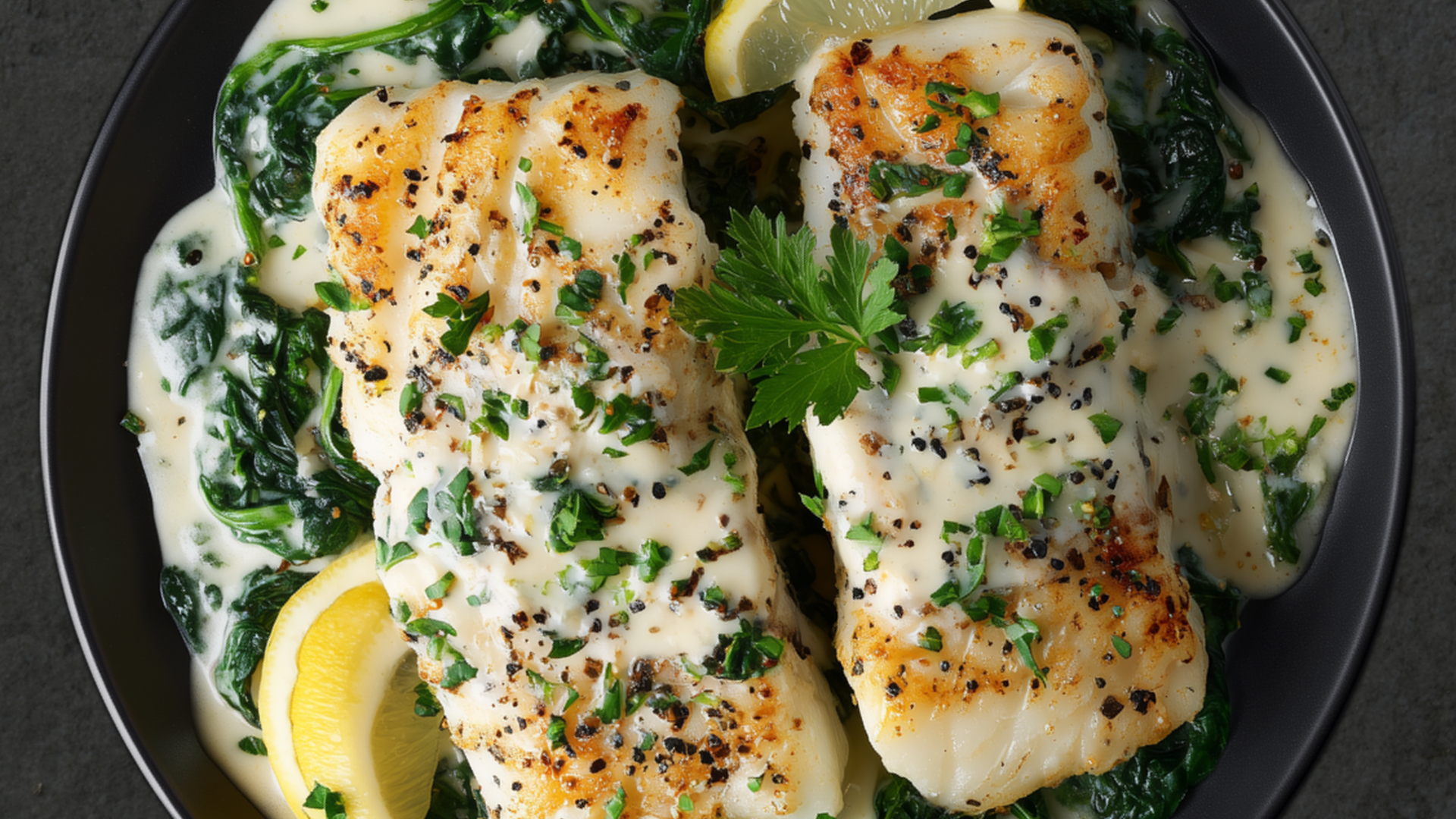 Photo of Cod with Spinach & Garlic Cream Skillet 
