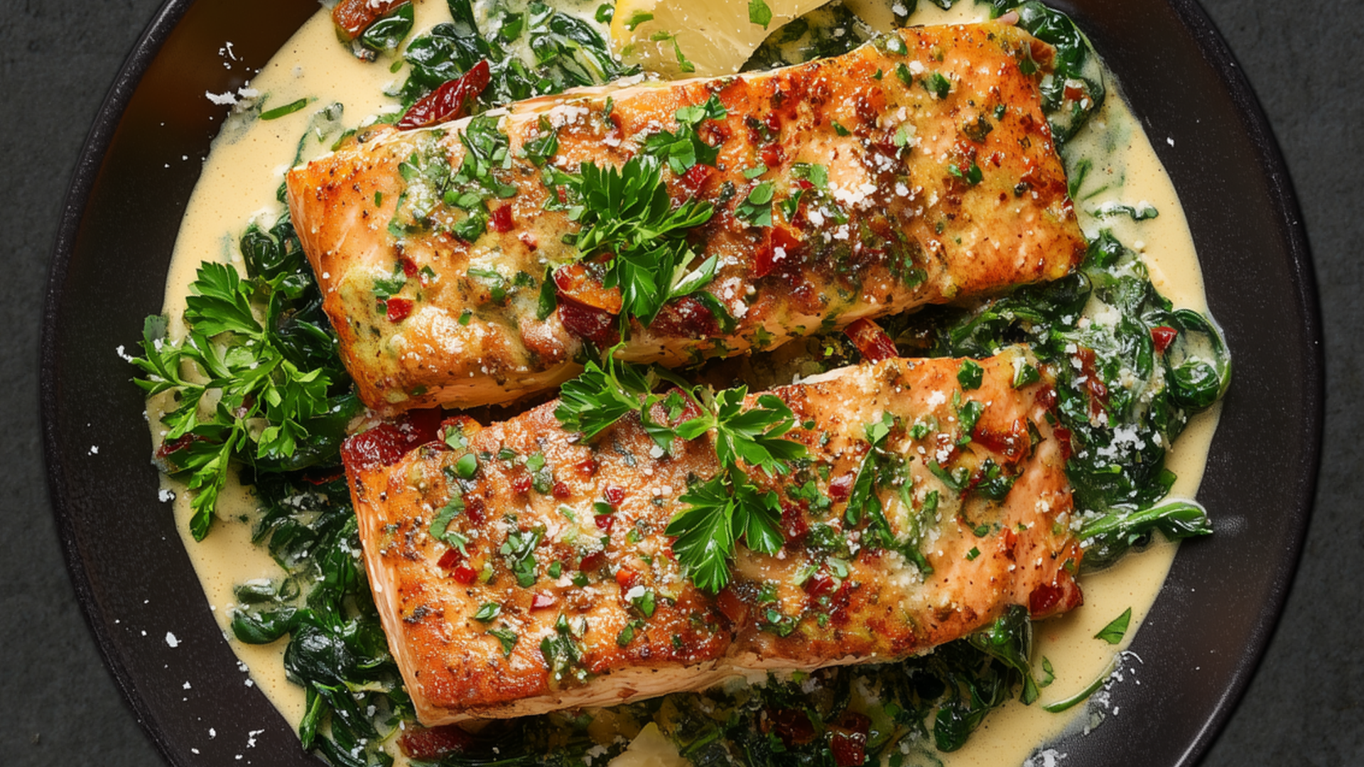 Photo of Creamy Sun-Dried Tomato Salmon with Spinach 