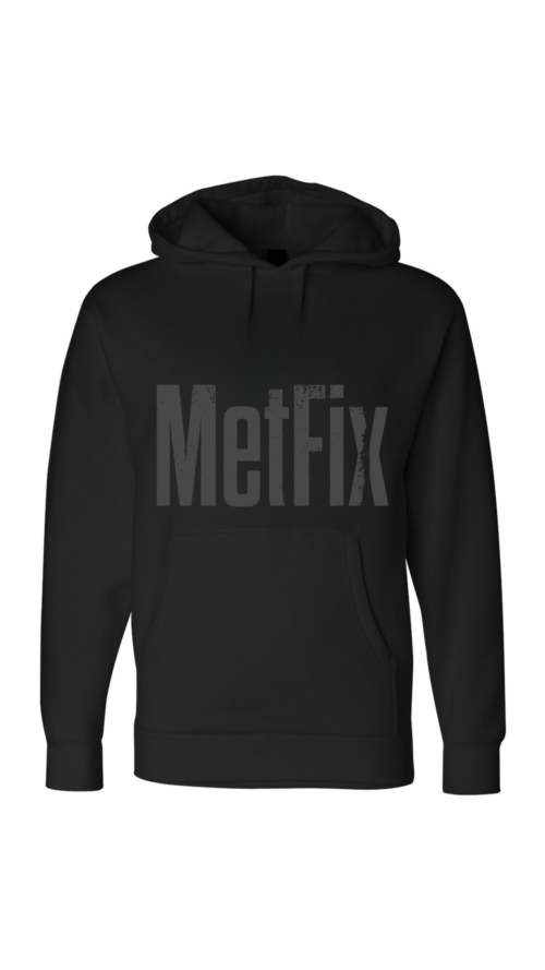 Metfix distressed charcoal on black unisex sweatshirt