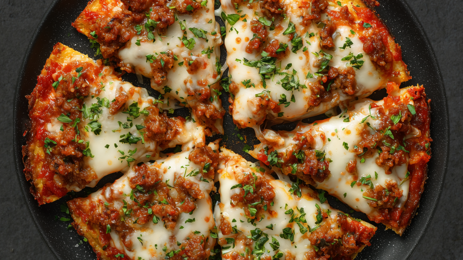Photo of Ground Chicken Crust Pizza with Garlic Butter & Mozzarella
