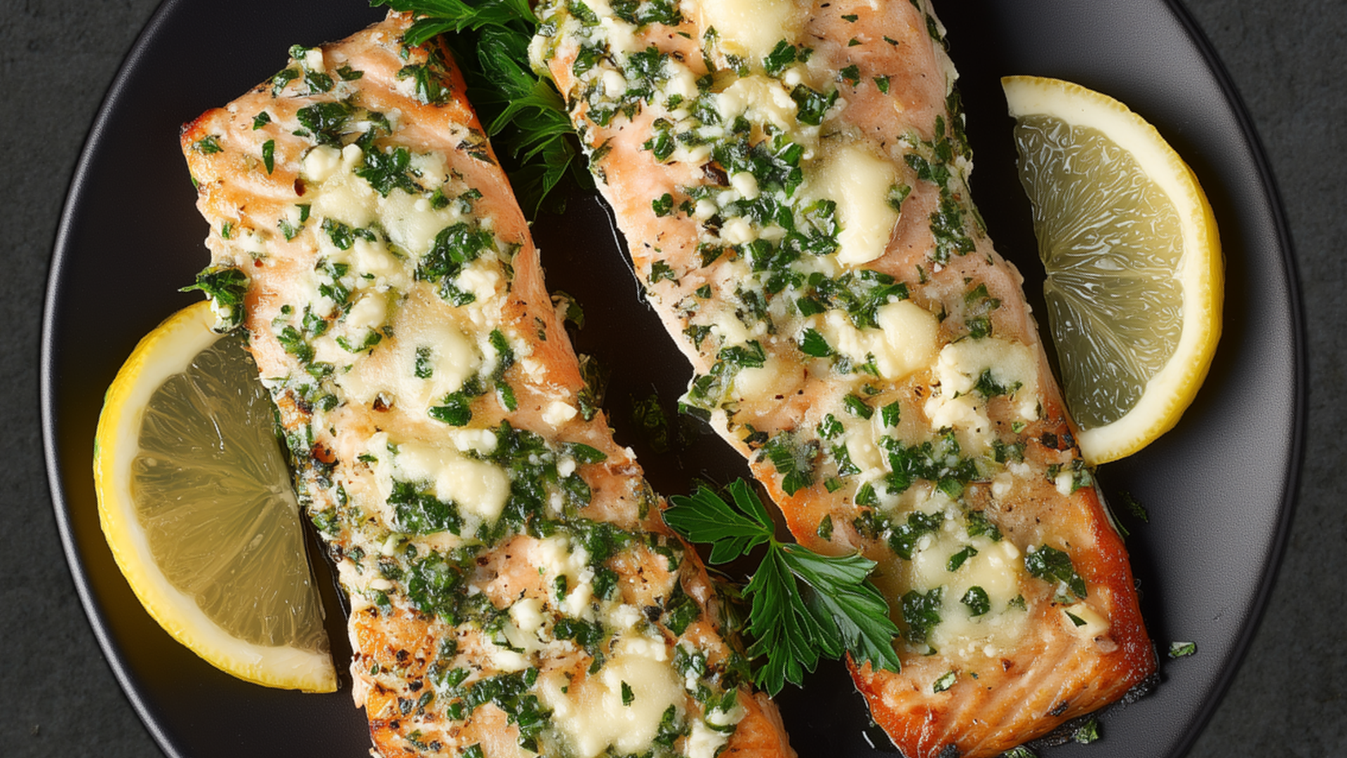 Photo of Buttered Salmon with Garlic and Feta Topping