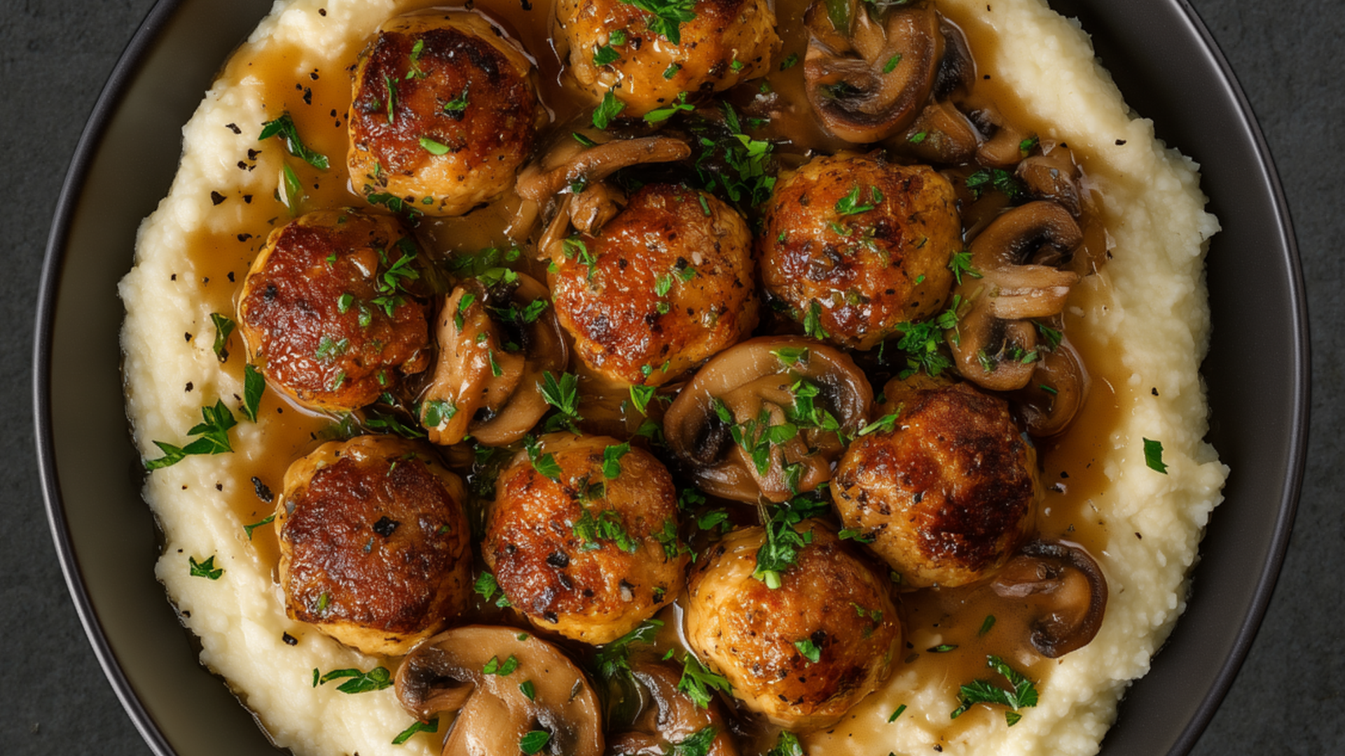Photo of Chicken Meatballs & Mushrooms