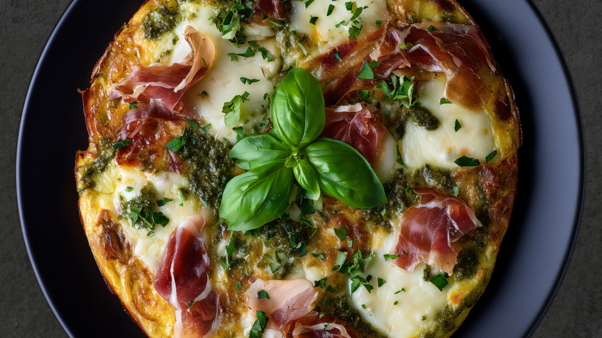 Photo of Pesto, Mozzarella, and Prosciutto Frittata