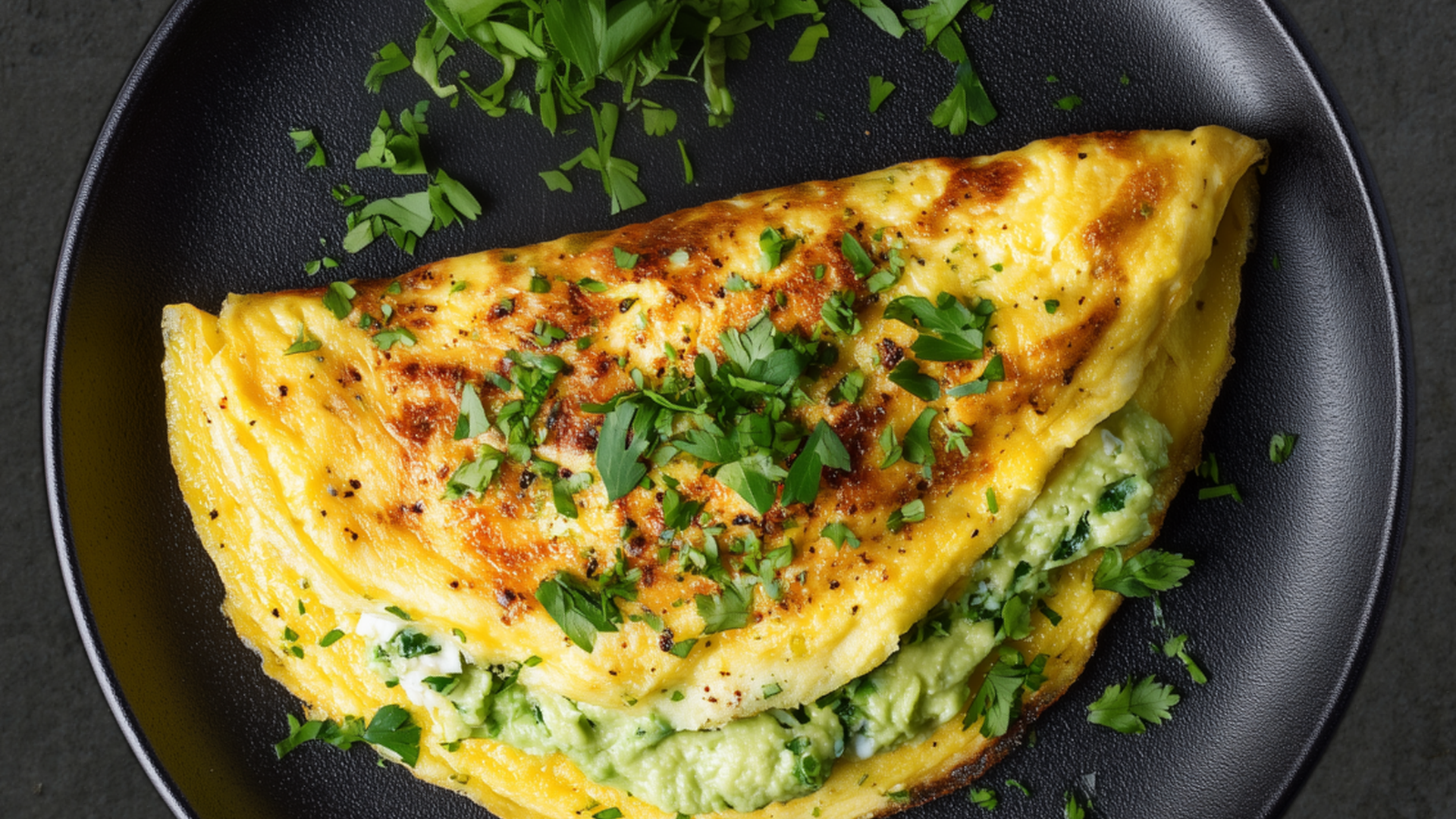 Photo of Goat Cheese, Spinach & Herb Omelet with Avocado Cream