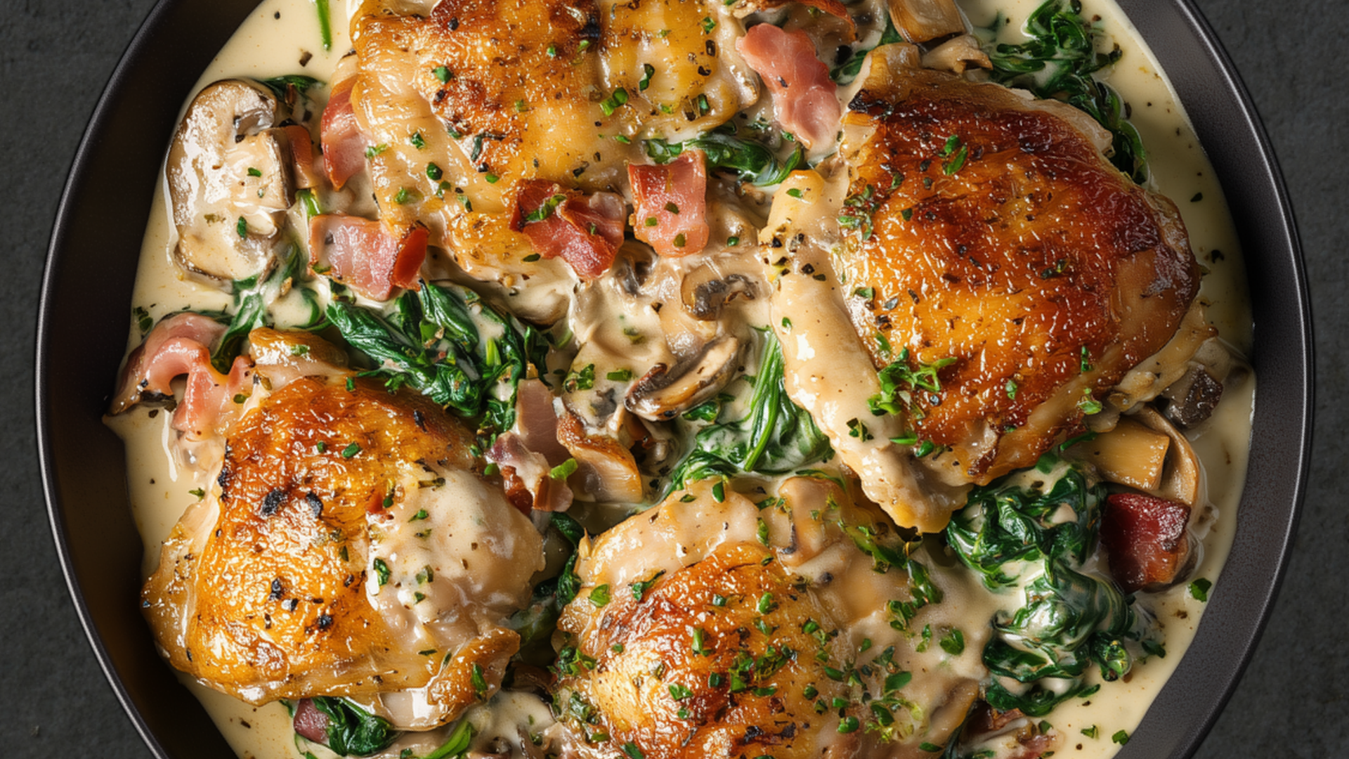 Photo of Creamy Chicken Thighs with Bacon